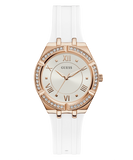 Guess Cosmo Diamonds Silver Dial White Rubber Strap Watch for Women - GW0034L2 Authentic Buy Shop Now
