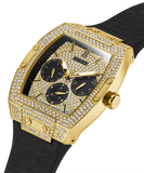 Guess Phoenix Multifunction Crystals Gold Dial Black Silicone Strap Watch For Men - GW0048G2 Authentic Buy Shop Now