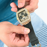 Guess Phoenix Multifunction Crystals Gold Dial Black Silicone Strap Watch For Men - GW0048G2 Authentic Buy Shop Now