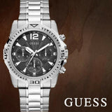 Guess Commander Chronograph Black Dial Silver Steel Strap Watch for Men - GW0056G1 Authentic Buy Shop Now