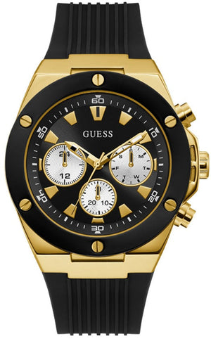 Guess Poseidon Chronograph Black Dial Black Rubber Strap Watch for Men - GW0057G1 Authentic Buy Shop Now