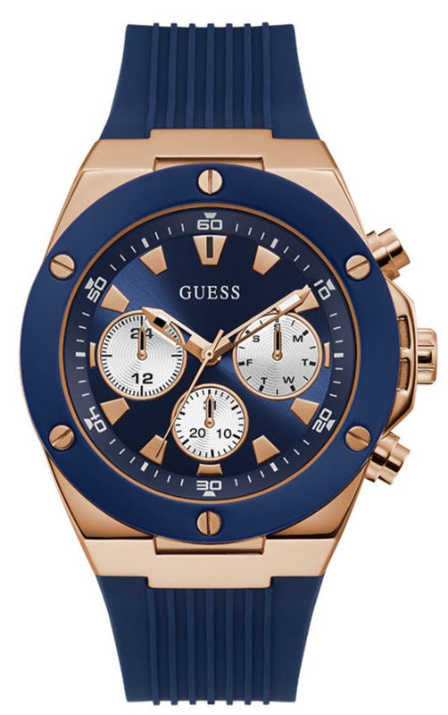 Guess Poseidon Blue Dial Blue Rubber Strap Watch for Men - GW0057G2 Authentic Buy Shop Now