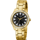 Guess Sparkler Diamonds Black Dial Gold Steel Strap Watch for Women - GW0111L2 Authentic Buy Shop Now