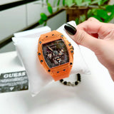 Guess Phoenix Multifunction Black Dial Orange Rubber Strap Watch For Men - GW0203G10 Authentic Buy Shop Now