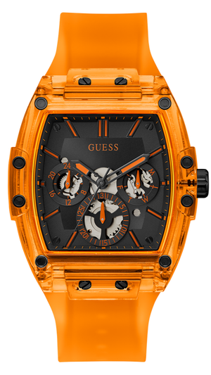 Guess Phoenix Multifunction Black Dial Orange Rubber Strap Watch For Men - GW0203G10 Authentic Buy Shop Now