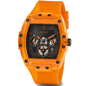 Guess Phoenix Multifunction Black Dial Orange Rubber Strap Watch For Men - GW0203G10 Authentic Buy Shop Now