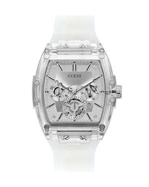 Guess Phoenix Multi Function Silver Dial White Rubber Strap Watch for Men - GW0203G1 Authentic Buy Shop Now