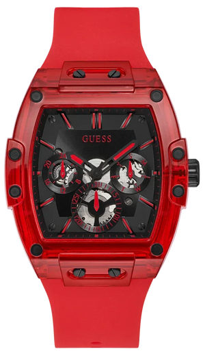 Guess Phoenix Multifunction Black Dial Red Rubber Strap Watch for Men - GW0203G5 Authentic Buy Shop Now