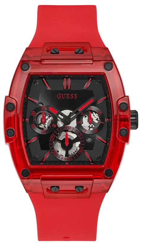 Guess Phoenix Multifunction Black Dial Red Rubber Strap Watch for Men - GW0203G5 Authentic Buy Shop Now