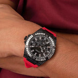 Guess Mainline Multifunction Crystals Black Dial Red Silicone Strap Watch For Men - GW0208G6 Authentic Buy Shop Now
