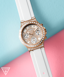 Guess Moonlight Diamonds White Dial White Rubber Strap Watch for Women - GW0257L2 Authentic Buy Shop Now