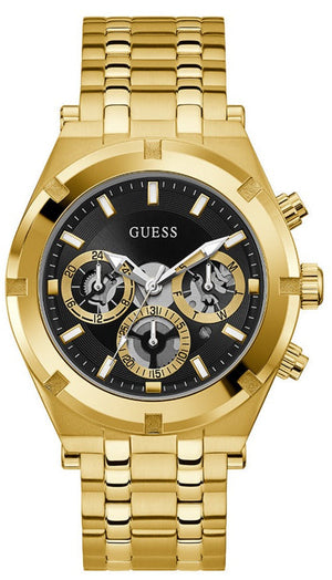 Guess Continental Black Dial Gold Steel Strap Watch for Men - GW0260G2 Authentic Buy Shop Now