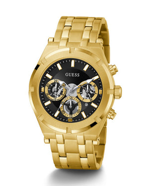 Guess Continental Black Dial Gold Steel Strap Watch for Men - GW0260G2 Authentic Buy Shop Now