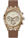Guess Analog Multifunction White Dial Brown Leather Strap Watch for Men - GW0262G3 Authentic Buy Shop Now