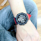 Guess Momentum Black Dial Red Rubber Strap Watch for Men - GW0263G3 Authentic Buy Shop Now