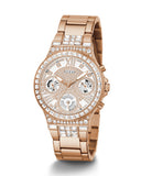 Guess Moonlight Multi Function Diamonds White Dial Rose Gold Steel Strap Watch for Women - GW0320L3 Authentic Buy Shop Now