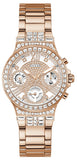 Guess Moonlight Multi Function Diamonds White Dial Rose Gold Steel Strap Watch for Women - GW0320L3 Authentic Buy Shop Now