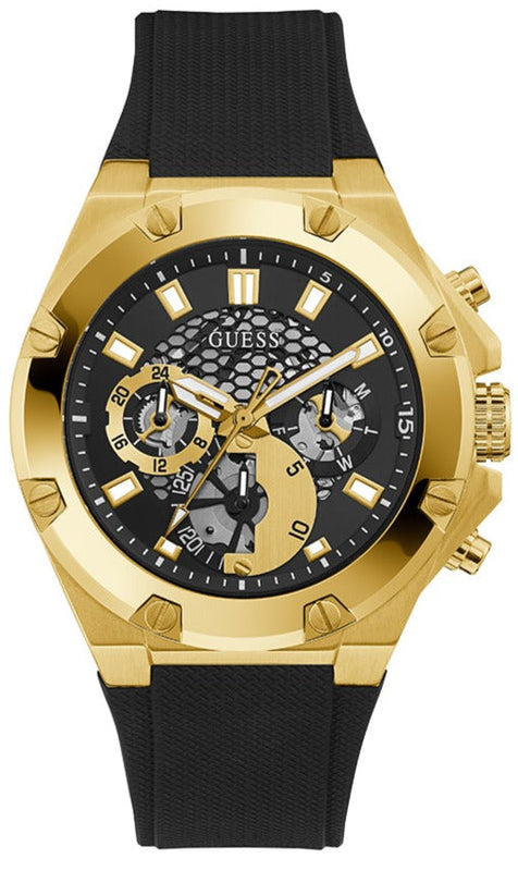 Guess Third Gear Multifunction Black Dial Black Rubber Strap Watch for Men - GW0334G2 Authentic Buy Shop Now