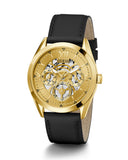 Guess Tailor Gold Dial Black Leather Strap Watch for Men - GW0389G2 Authentic Buy Shop Now