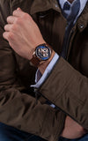 Guess Tailor Analog Blue Dial Brown Leather Strap Watch for Men - GW0389G3 Authentic Buy Shop Now