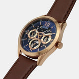 Guess Tailor Analog Blue Dial Brown Leather Strap Watch for Men - GW0389G3 Authentic Buy Shop Now
