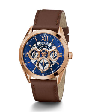 Guess Tailor Analog Blue Dial Brown Leather Strap Watch for Men - GW0389G3 Authentic Buy Shop Now