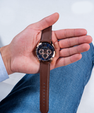 Guess Tailor Analog Blue Dial Brown Leather Strap Watch for Men - GW0389G3 Authentic Buy Shop Now
