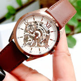 Guess Multi-Function Chronograph White Dial Brown Leather Strap Watch For Men - GW0389G8 Authentic Buy Shop Now