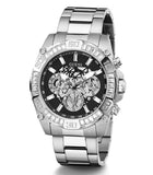 Guess Trophy Chronograph Diamonds Black Dial Silver Steel Strap Watch for Men - GW0390G1 Authentic Buy Shop Now