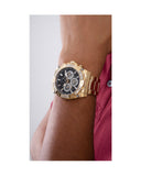 Guess Trophy Diamonds Black Dial Gold Steel Strap Watch for Men - GW0390G2 Authentic Buy Shop Now