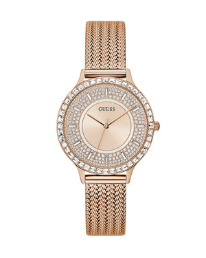 Guess Soiree Diamonds Rose Gold Dial Rose Gold Mesh Bracelet Watch for Women - GW0402L3 Authentic Buy Shop Now