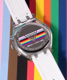 Guess Glitz Pride Limited Edition White Dial White Rubber Strap Watch for Women - GW0407L4 Authentic Buy Shop Now