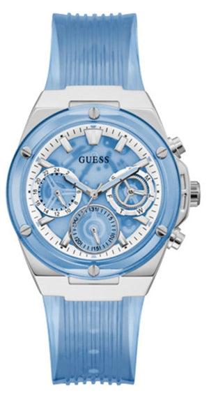 Guess Athena Active Life Clear White Dial Blue Rubber Strap Watch for Women - GW0409L1 Authentic Buy Shop Now