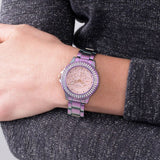 Guess Crown Jewel Diamonds Purple Dial Purple Steel Strap Watch for Women - GW0410L4 Authentic Buy Shop Now