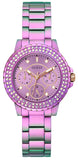 Guess Crown Jewel Diamonds Purple Dial Purple Steel Strap Watch for Women - GW0410L4 Authentic Buy Shop Now