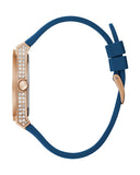 Guess Multifunction Crystals Rose Gold Dial Blue Rubber Strap Watch For Women - GW0439L4 Authentic Buy Shop Now