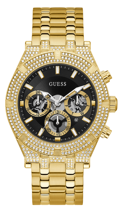 Guess Multifunction Diamonds Black Dial Gold Steel Strap Watch for Men - GW0455G2 Authentic Buy Shop Now