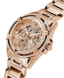 Guess Queen Multifunction Rose Gold Dial Rose Gold Steel Strap Watch For Women - GW0464L3 Authentic Buy Shop Now