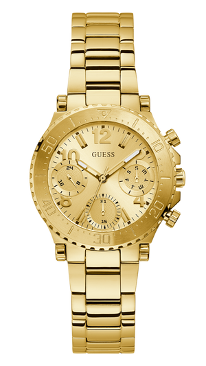 Guess Cosmic Chronograph Gold Dial Gold Steel Strap Watch for Women - GW0465L1 Authentic Buy Shop Now