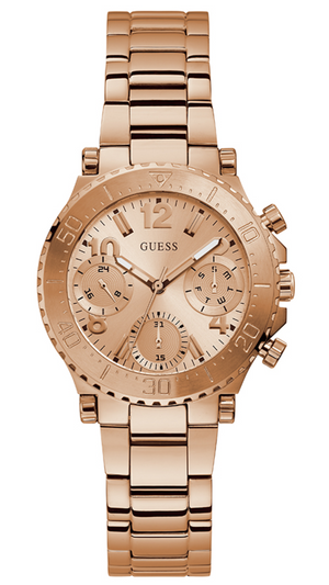 Guess Cosmic Chronograph Rose Gold Dial Rose Gold Steel Strap Watch for Women - GW0465L2 Authentic Buy Shop Now