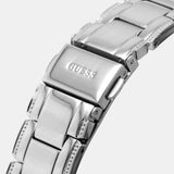 Guess Night Life Clear Silver Dial Silver Steel Strap Watch for Women - GW0470L1 Authentic Buy Shop Now