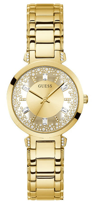 Guess Crystal Clear Analog Gold Dial Gold Steel Strap Watch for Women - GW0470L2 Authentic Buy Shop Now