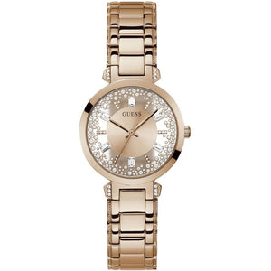 Guess Crystal Clear Rose Gold Dial Rose Gold Steel Strap Watch for Women - GW0470L3 Authentic Buy Shop Now