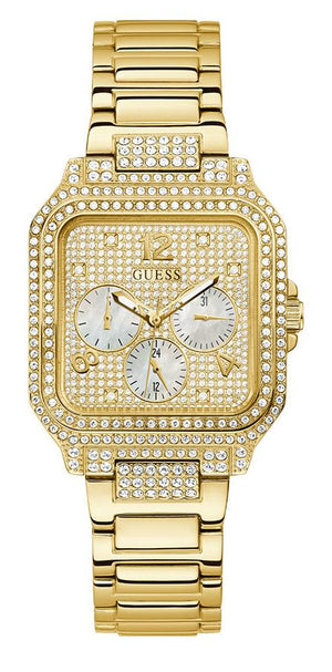 Guess Deco Quartz Crystals Gold Dial Gold Steel Strap Watch For Women - GW0472L2 Authentic Buy Shop Now