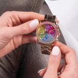 Guess Confetti Multifunction Multicolor Dial Rose Gold Steel Strap Watch For Women - GW0483L3 Authentic Buy Shop Now