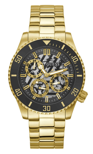 Guess Axle Multifunction Black Dial Gold Steel Strap Watch For Men - GW0488G2 Authentic Buy Shop Now