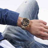 Guess Axle Multifunction Black Dial Gold Steel Strap Watch For Men - GW0488G2 Authentic Buy Shop Now