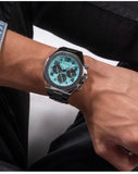 Guess Empire Chronograph Quartz Sky Blue Dial Silver Steel Strap Watch For Men - GW0489G3 Authentic Buy Shop Now