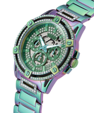 Guess King Iridescent Multifunction Multicolor Dial Purple Steel Strap Watch For Men - GW0497G3 Authentic Buy Shop Now