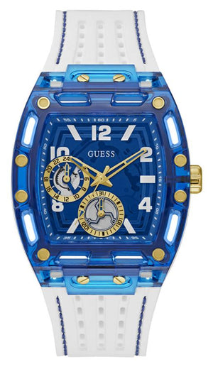 Guess Phoenix Analog Blue Dial White Silicone Strap Watch For Men - GE0499G6 Authentic Buy Shop Now